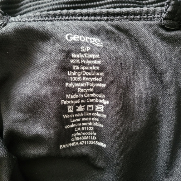 NWT George Minimalist Black Ribbed One-Piece Swimsuit With Cups Size Small - Picture 6 of 6